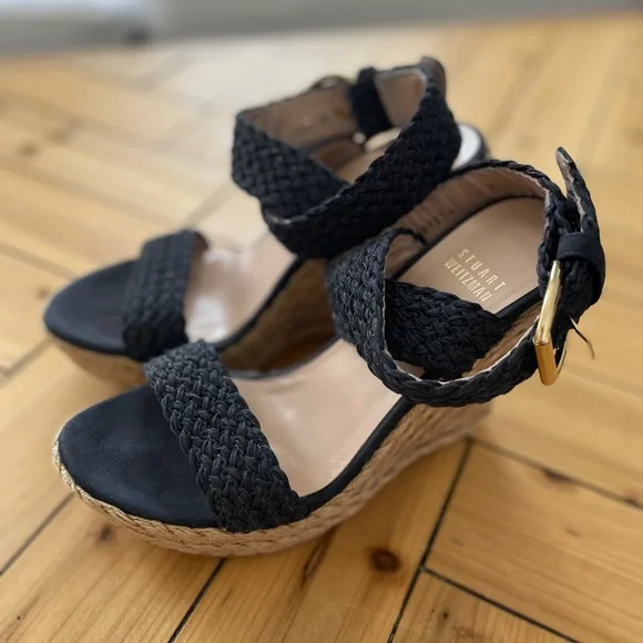 Stuart Weitzman Alex Ankle Wrap Wedge Sandals . Navy size 7 . Summer vibes - Picture 11 of 11